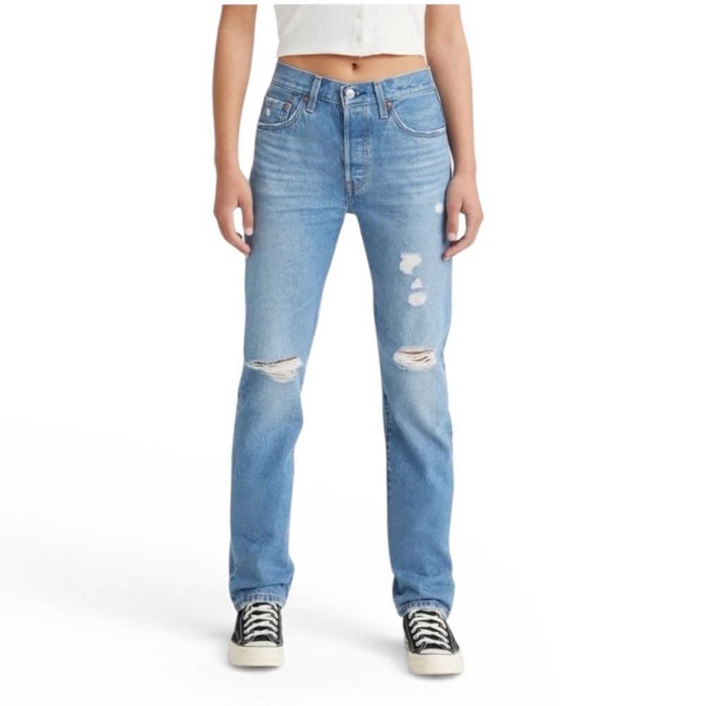 Levi's 501 Light Wash Button Fly Cropped Jeans Size 25